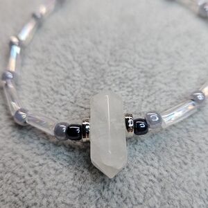 Chic Silver and White Quartz Stone Bracelet